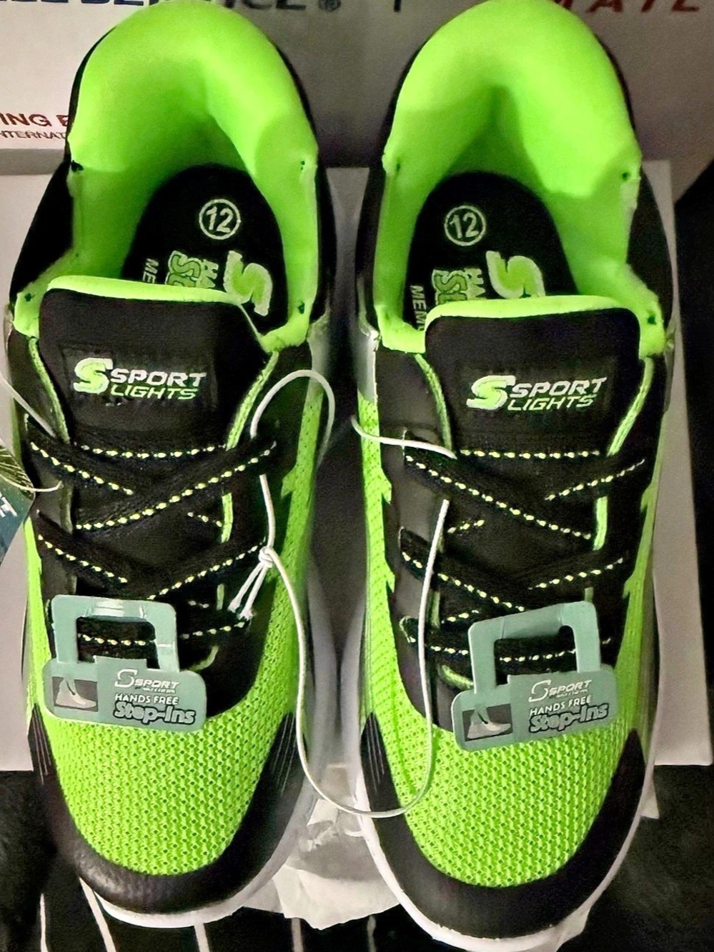 Sport Lights Green & Black Athletic Sneakers Girls US 12 NWT by  Sketchers